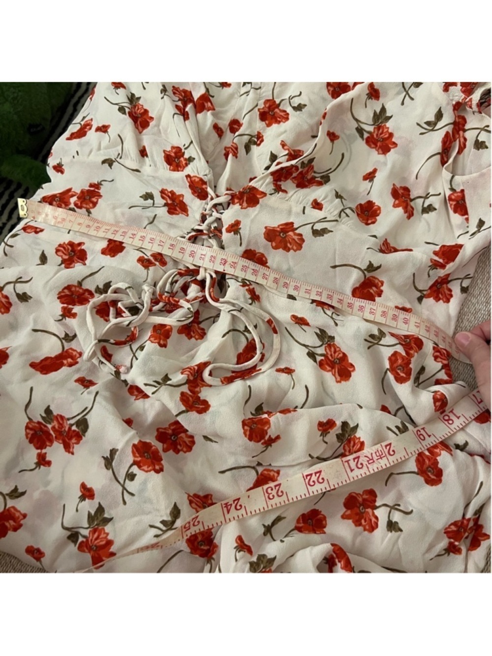 🌹 Reformation Jess Jubilee Dress | Size 22 Red Floral Lace Up Corset Mini Plus - Picture 6 of 7